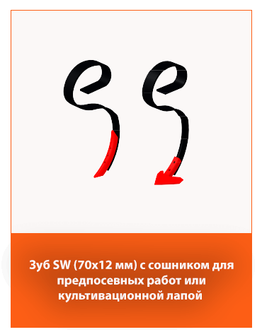 Зуб SW 70x12 мм